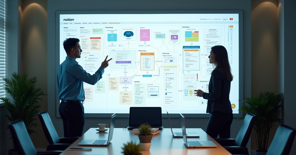 Equipe analisando dados e montando um plano estratégico em um quadro digital 