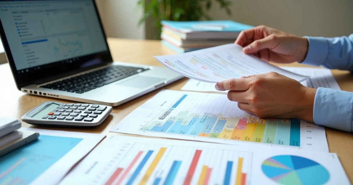 Pessoa analisando gráficos e relatórios financeiros para escolher estrutura jurídica 