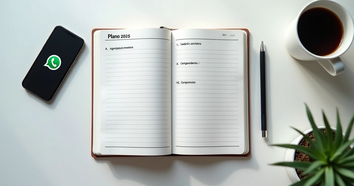 Caderno com plano de 2025 e metas
