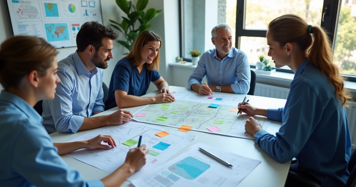 Equipe planejando estratégias em clínica odontológica 