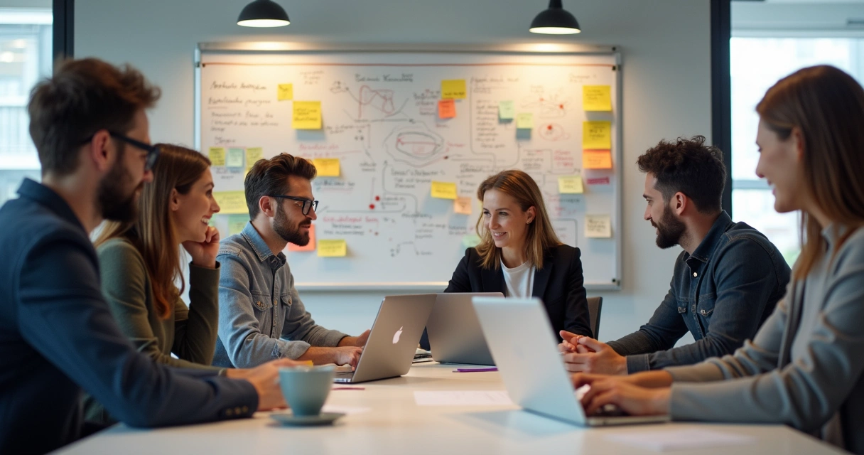 Quadro branco com estratégias para landing page desenhadas 