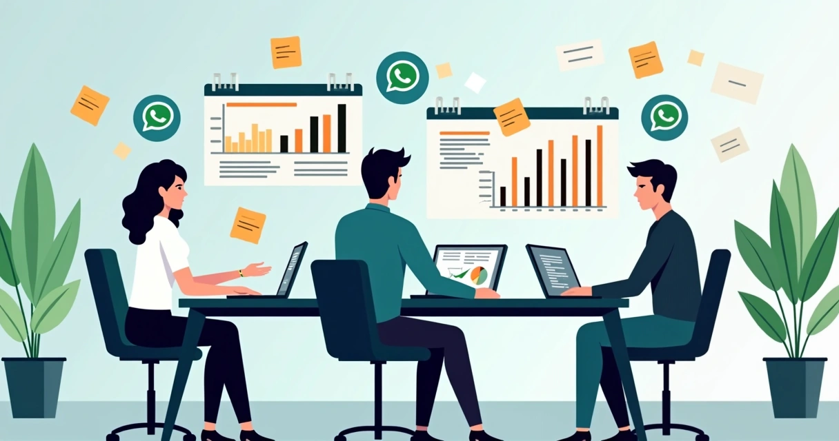Profissionais planejando comunicação no WhatsApp 