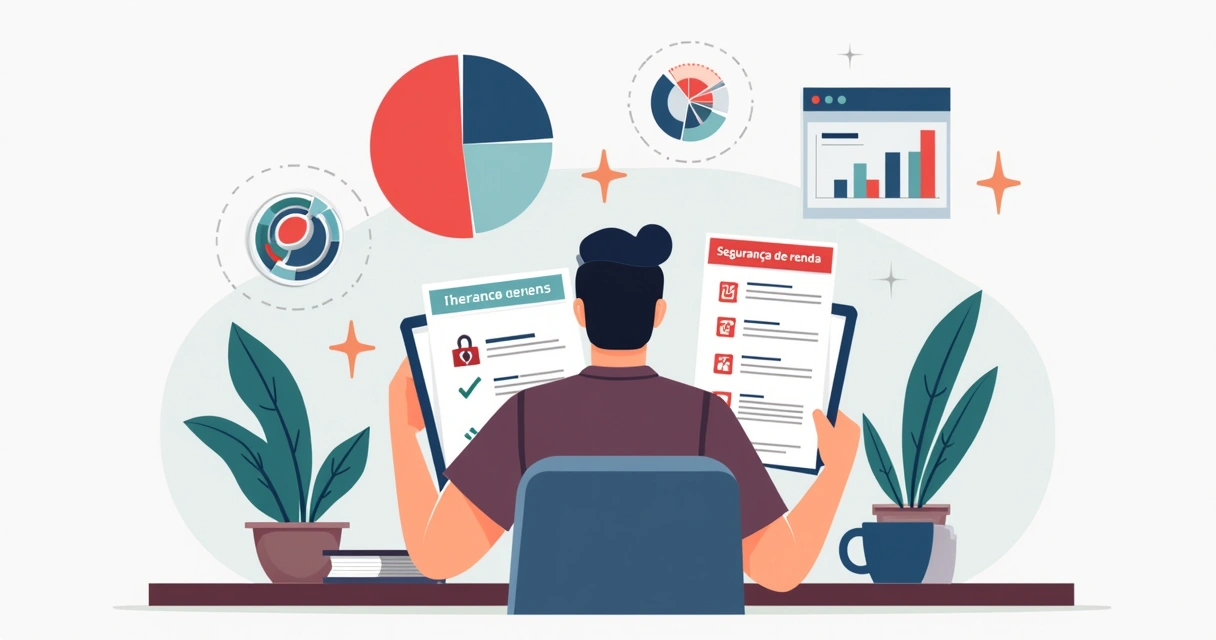 Autônomo planejando finanças com gráficos e lista de prioridades. 