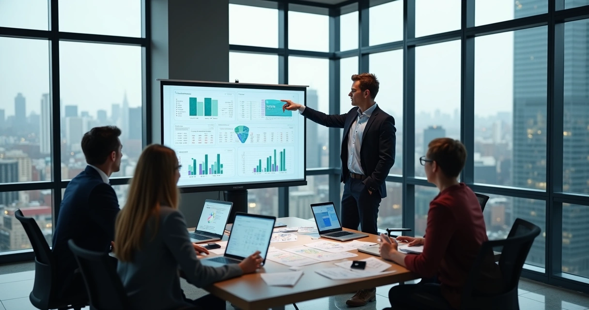 Equipe de gestão reunida para planejar finanças empresariais 