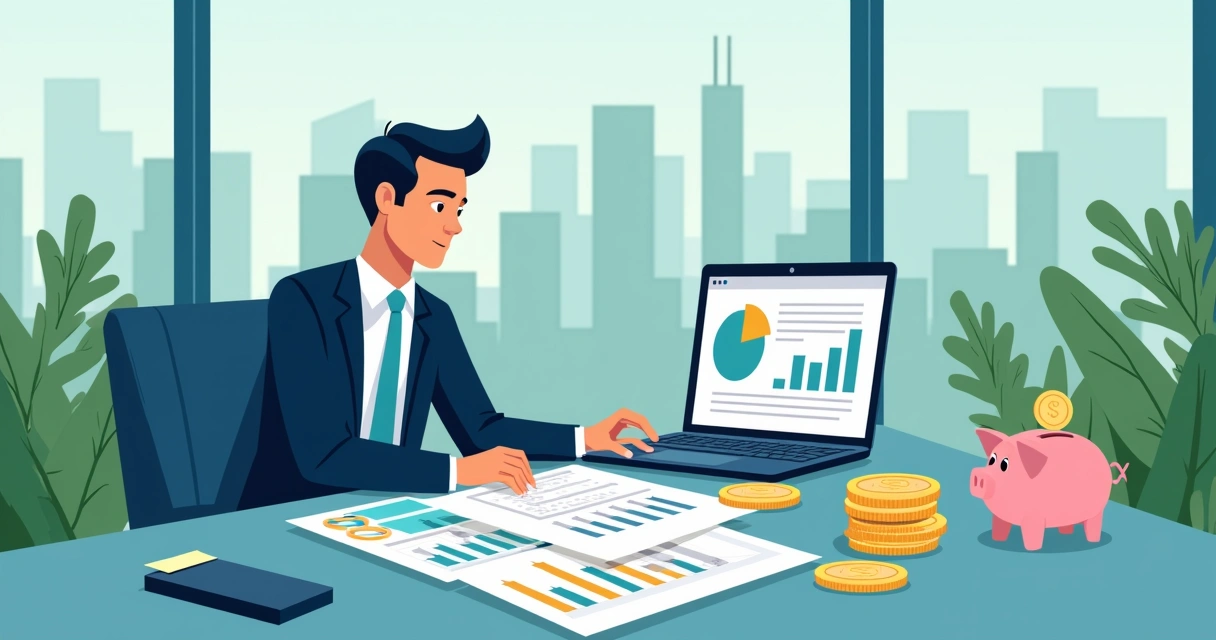 Pessoa analisando gráficos financeiros sobre mesa, ilustrando planejamento de resgate 