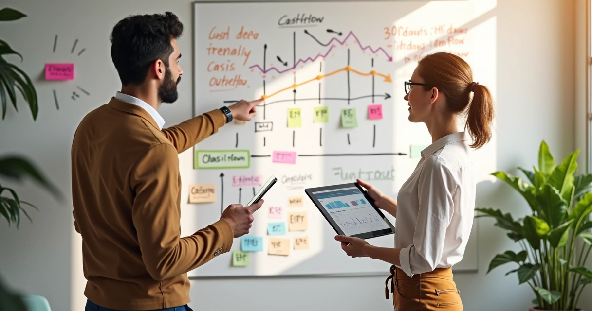 Planejamento de fluxo de caixa no quadro 