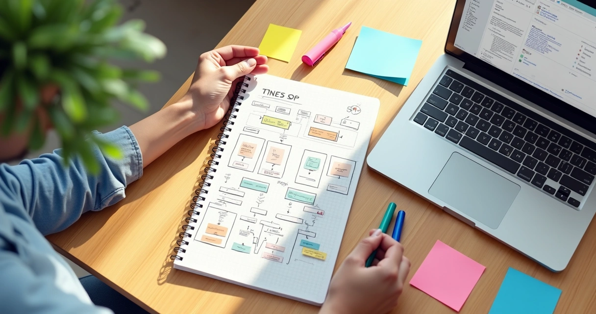 Diagrama com etapas organizadas para automação de tarefas