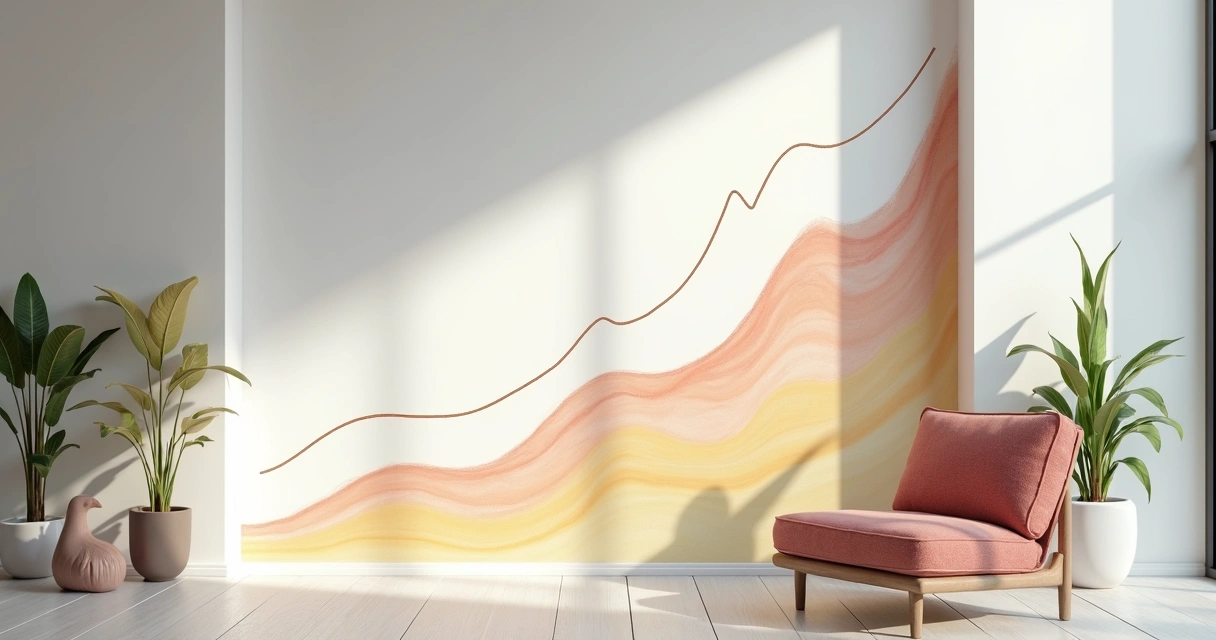 Representação visual de um alvo sendo atingido por seta, com gráficos de crescimento ao fundo 