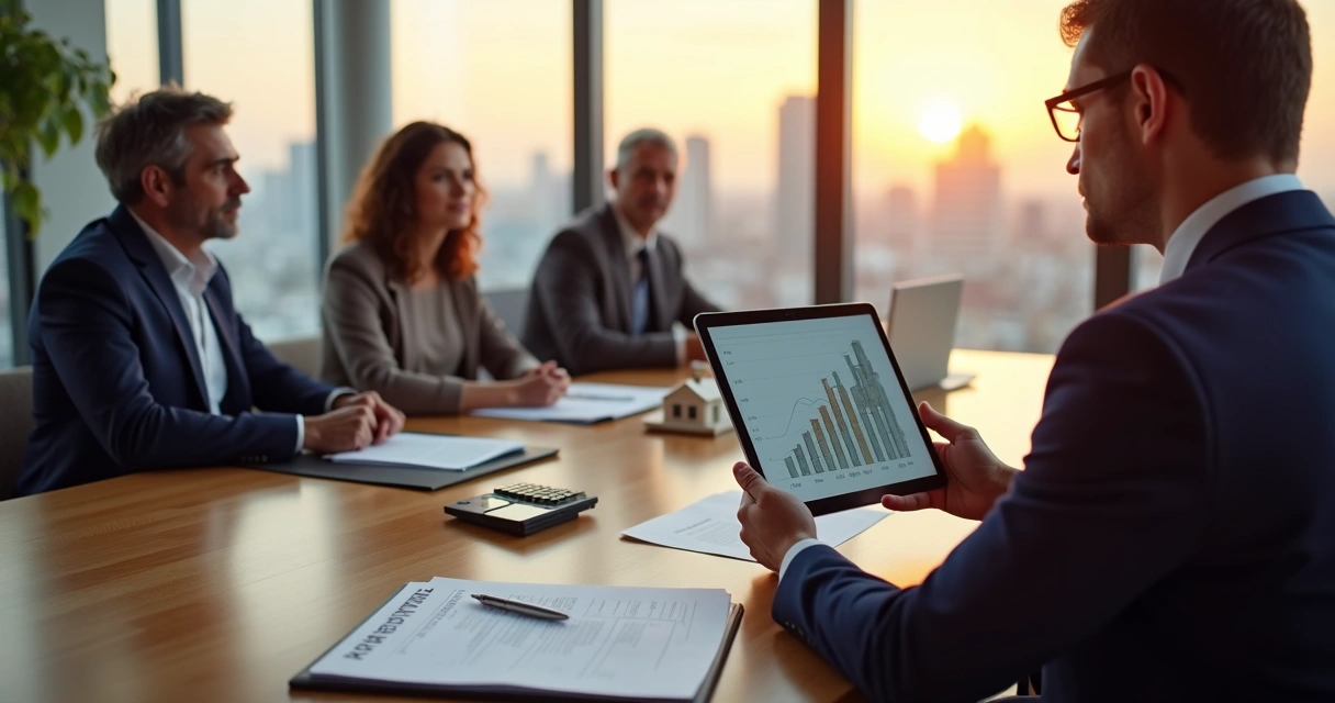 Advogado explicando planejamento de imposto sobre herança para família em reunião 