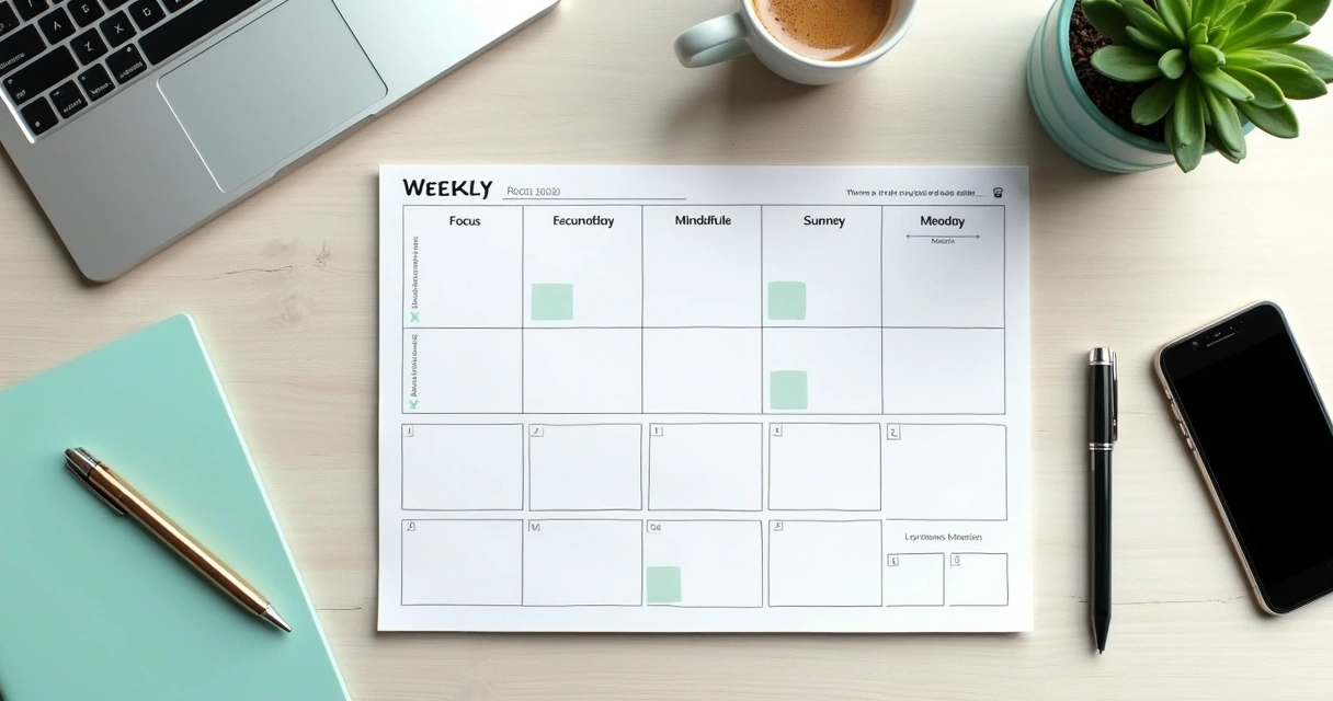Agenda de trabalho com blocos mindful 