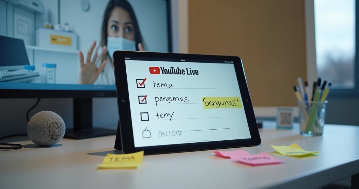 Checklist de planejamento para lives de YouTube em tela de computador
