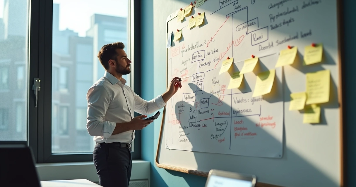 Gestor planejando o fluxo financeiro em um escritório moderno 