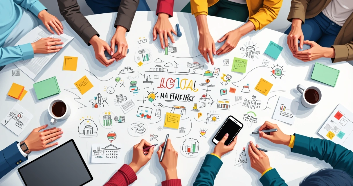 Estratégia de marketing digital desenhada em quadro branco 