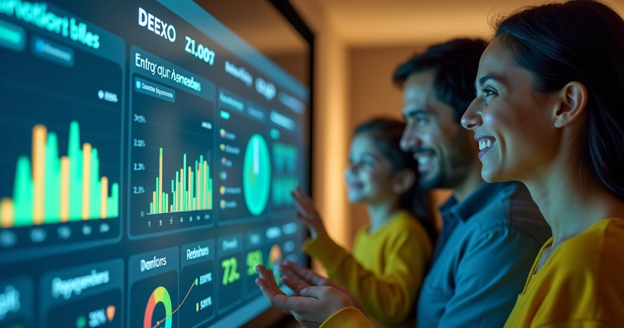 Painel digital mostrando boletos inteligentes e planejamento financeiro com Drex 