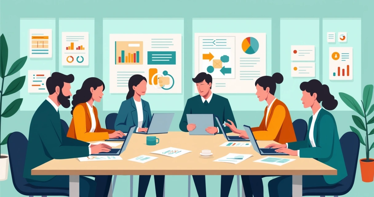 Equipe de comunicação e conselheiros unindo ideias em ambiente digital 