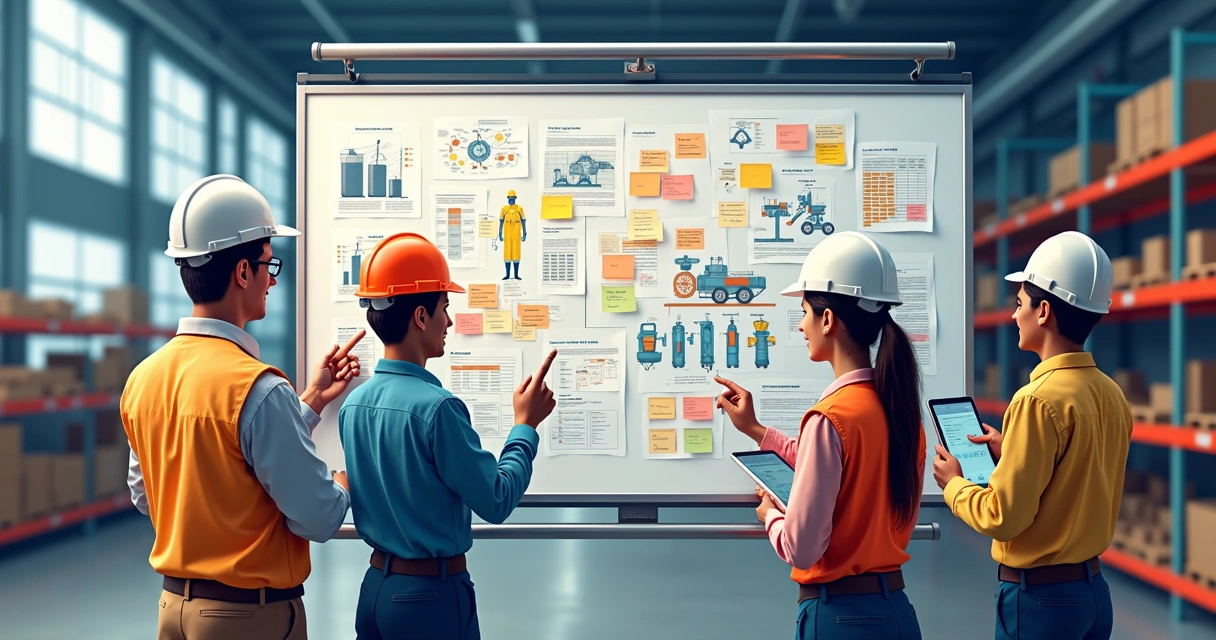 Diagrama visual de planejamento de parada de manutenção industrial 