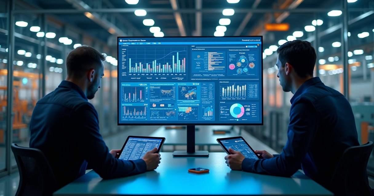Display digital mostrando cronogramas de produção com algoritmos preditivos 