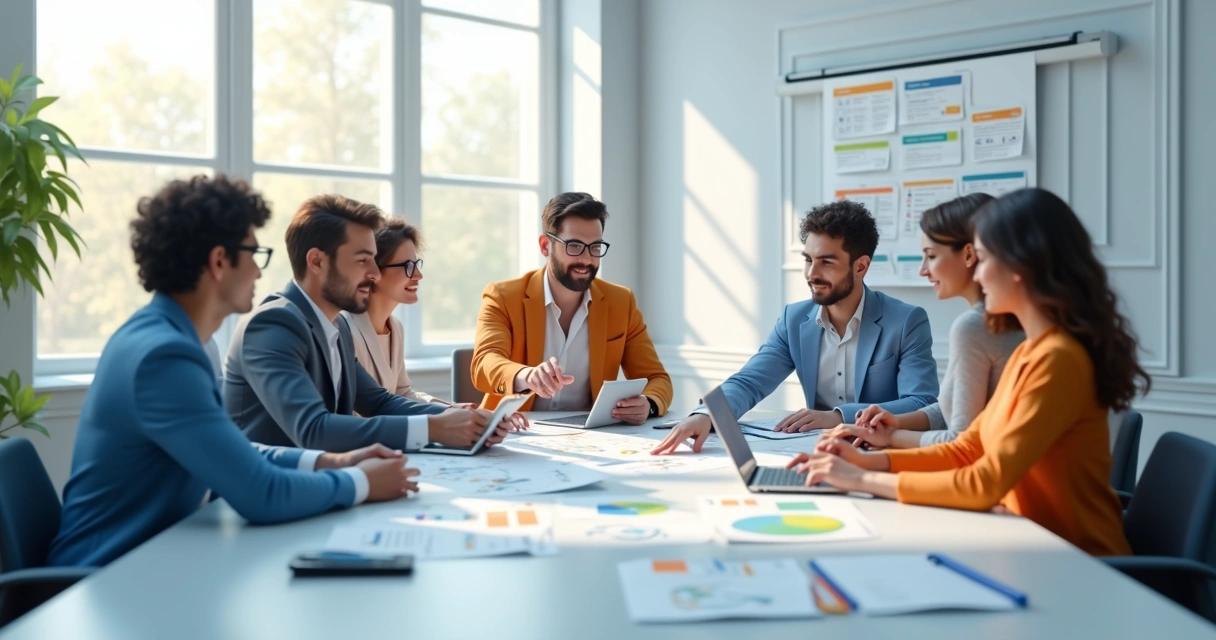 Planejamento de projeto de software personalizado em reunião 