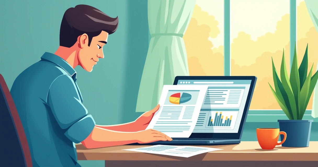 Pessoa usando laptop com planilhas analisando proteção financeira 