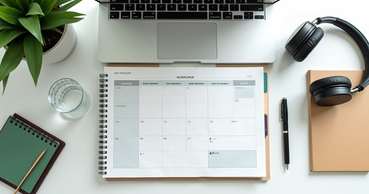 Agenda de trabalho remoto com pausas e prioridades definidas 
