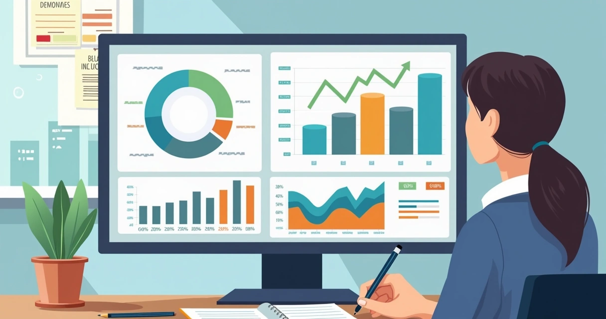 Pessoa analisando fluxo de caixa e plano financeiro digital 