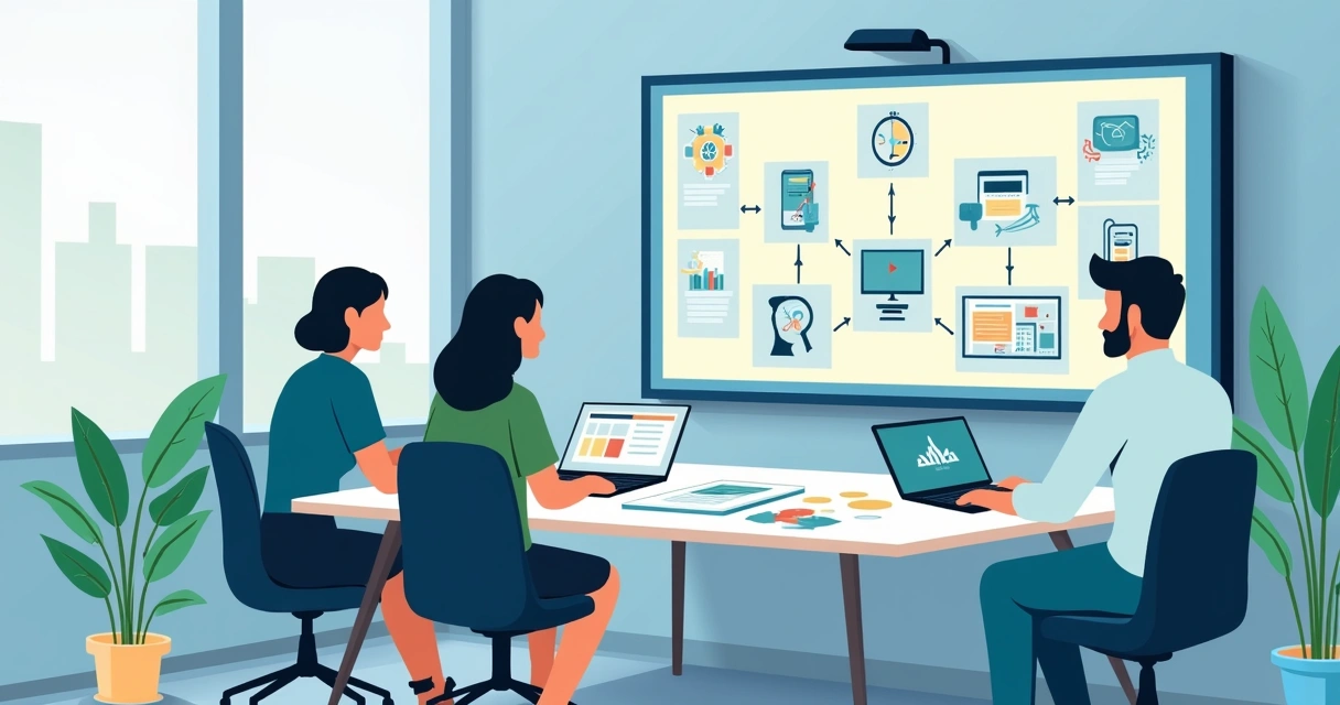 Equipe planejando estrutura de site para 2026