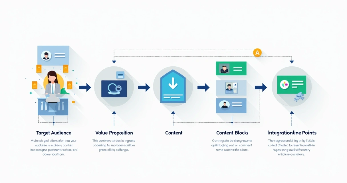 Diagrama de planejamento de site com etapas e setas conectando cada fase 