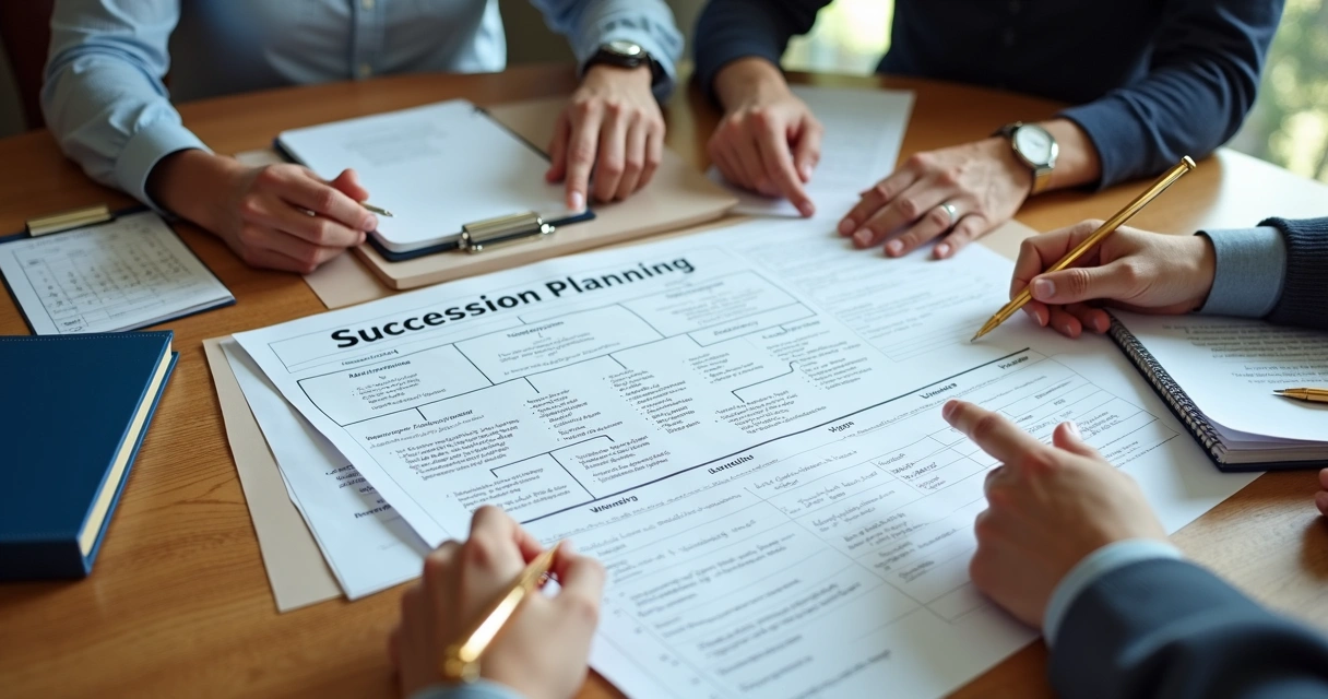 Mesa com documentos de sucessão e família alinhando papéis 