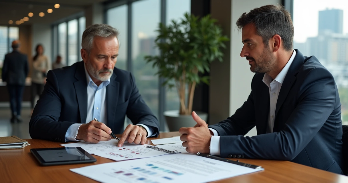 Advogado e empresário em reunião sobre planejamento sucessório empresarial 