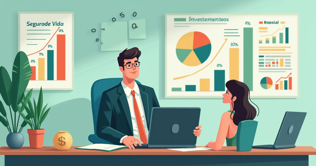 Profissional analisando opções de seguro com família 