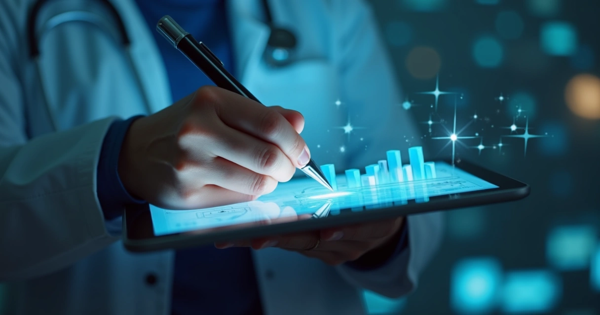 Profissional analisando checklist em tablet com imagem de van corporativa no fundo 