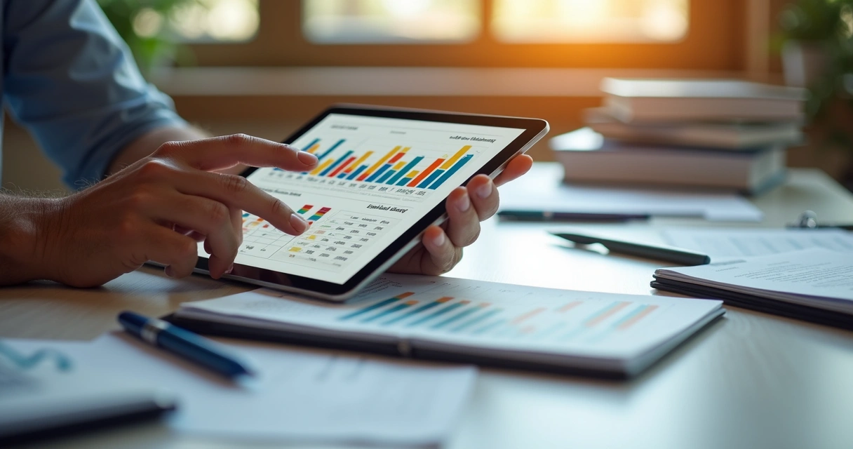 Simulação de planejamento tributário em tela digital 