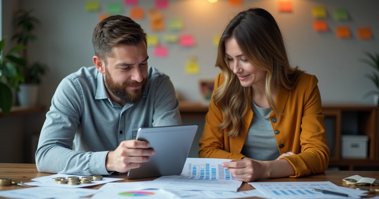 Gestores de empresa analisando gráficos e impostos em planejamento tributário 