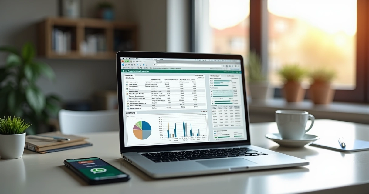 Planilha de impostos aberta no computador de um profissional de marketing digital 