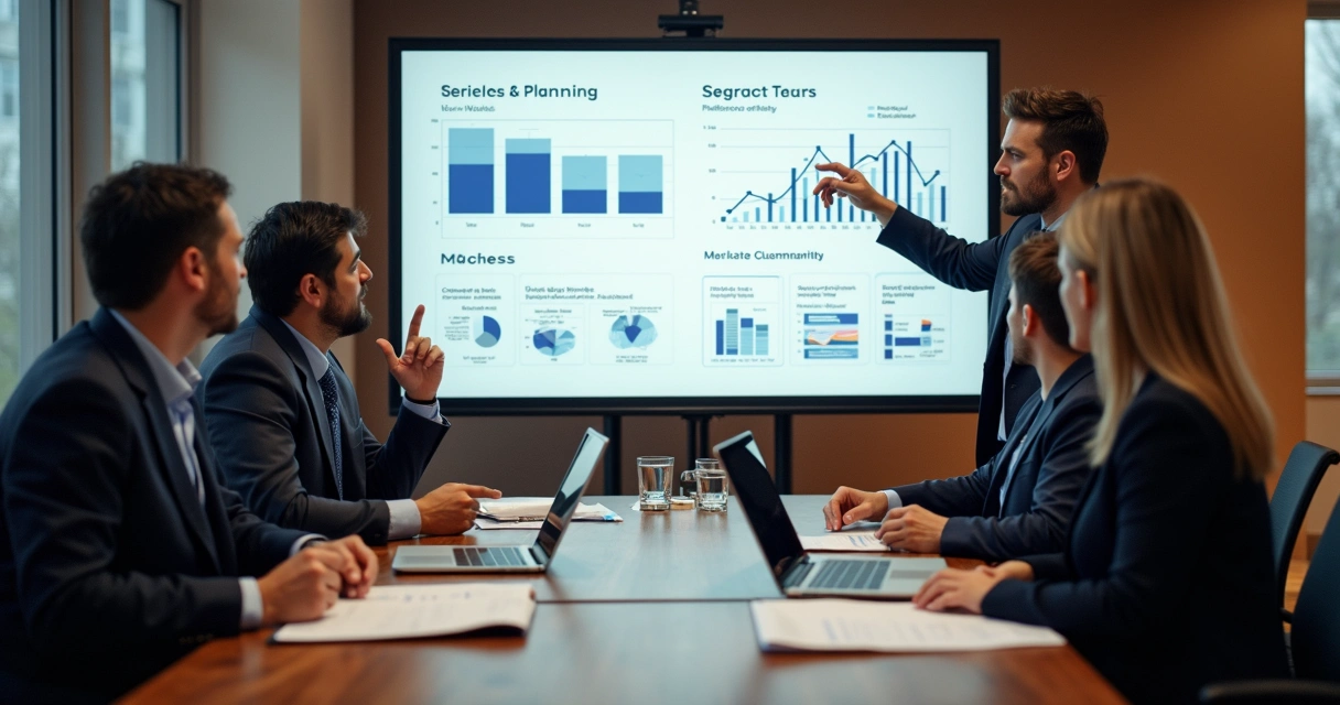 Reunião de grupo planejando aspectos tributários em quadro branco 