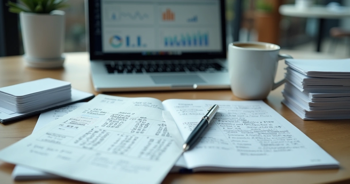 Consultor usando planilhas e gráficos para calcular valor hora