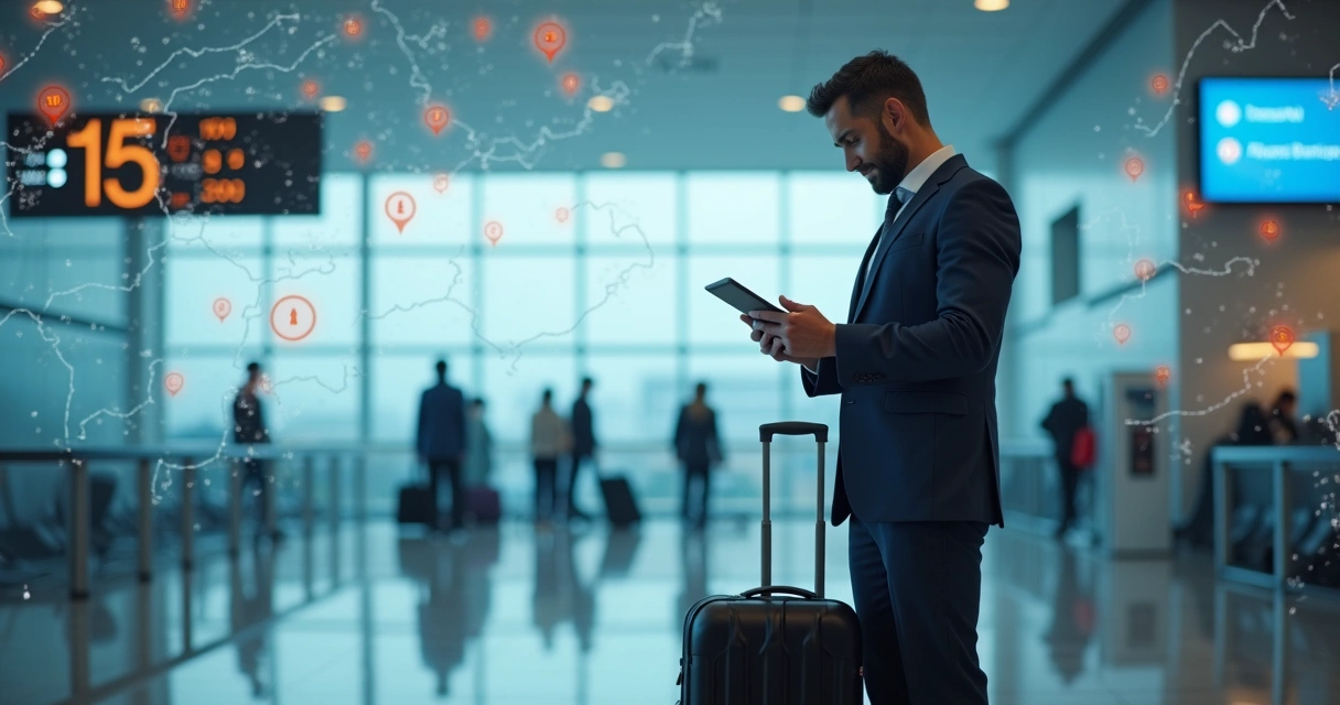 Funcionário conferindo detalhes de itinerário em tablet 