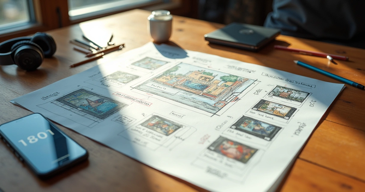 Storyboard e anotações de áudio para vídeo 