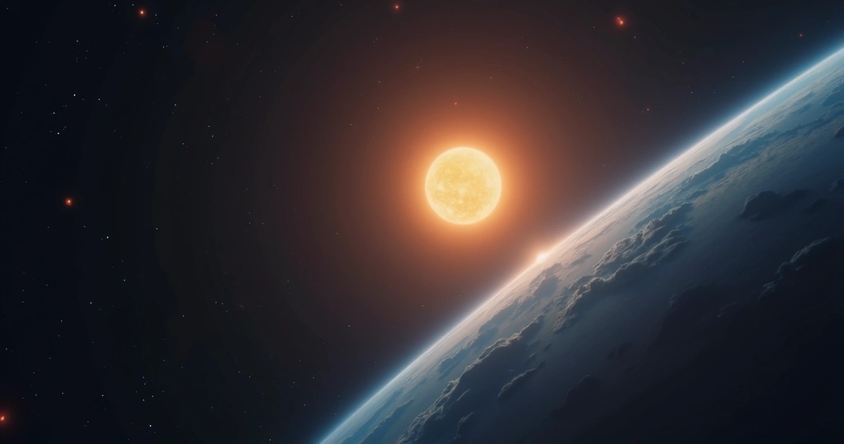 Planeta azul orbitando um Sol amarelo, cenário raro 