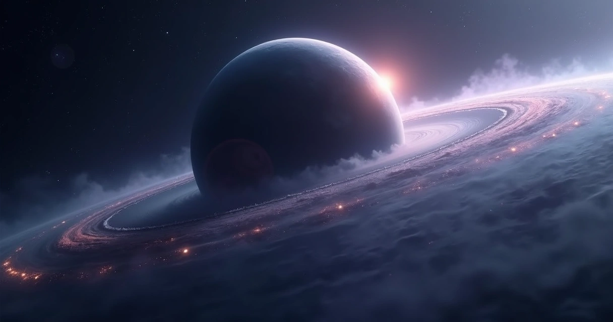 Visão artística do planeta Cha 1107-7626 flutuando sozinho no espaço com gases ao redor 