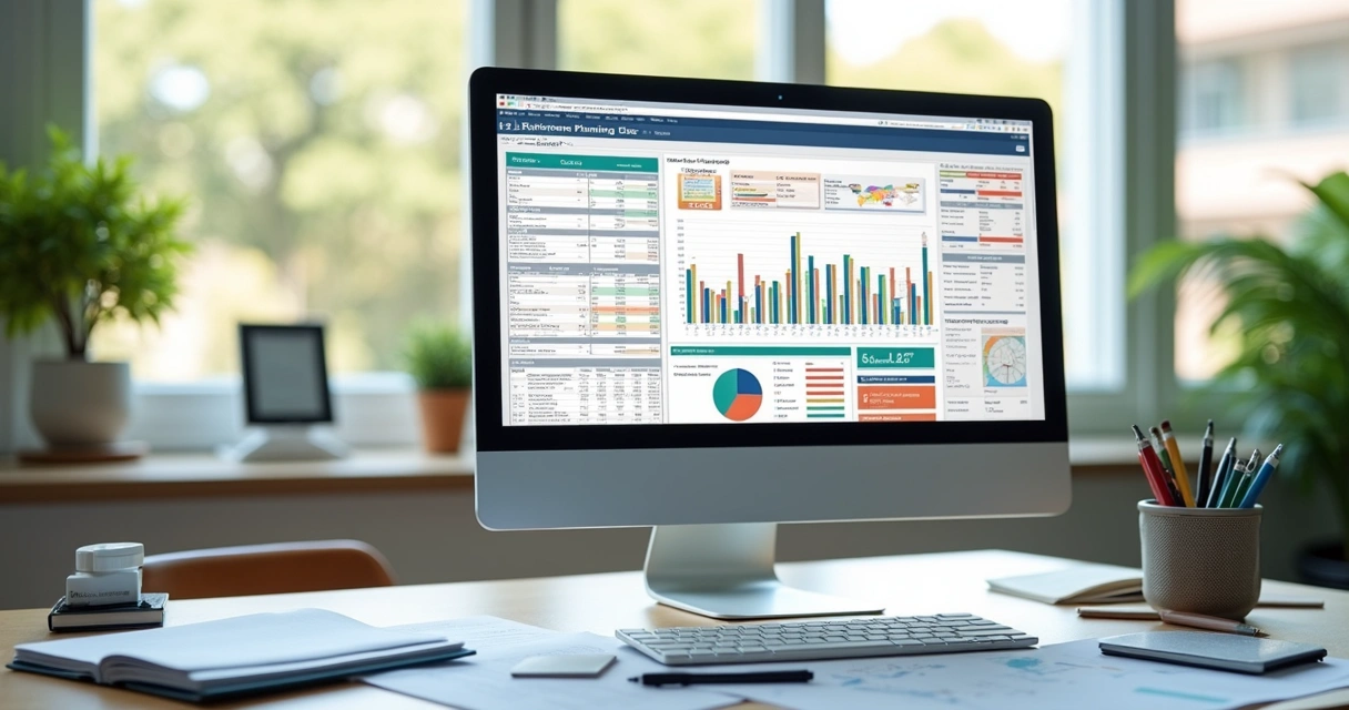 Planilha de aposentadoria detalhada com gráficos coloridos e números em destaque 