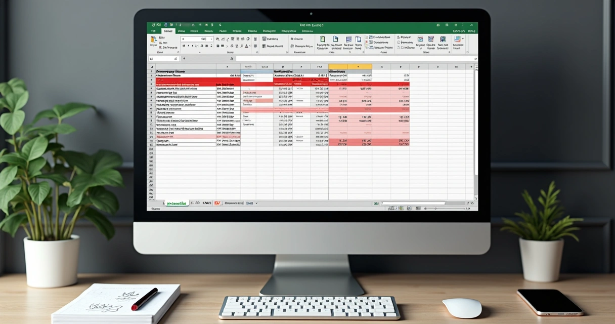 Planilha automatizada de aluguel exibindo avisos de vencimento em destaque e índice de reajuste automático 