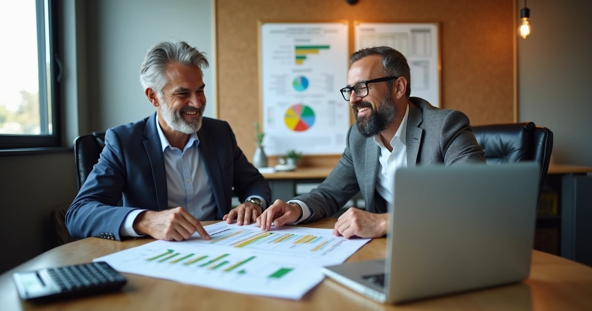 Cálculos de custos de automação em reunião de PME