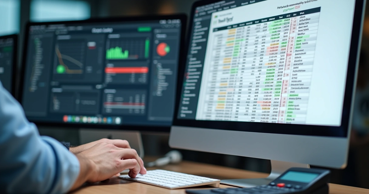 Tela de planilha para cálculo de lucro líquido, com números destacados 