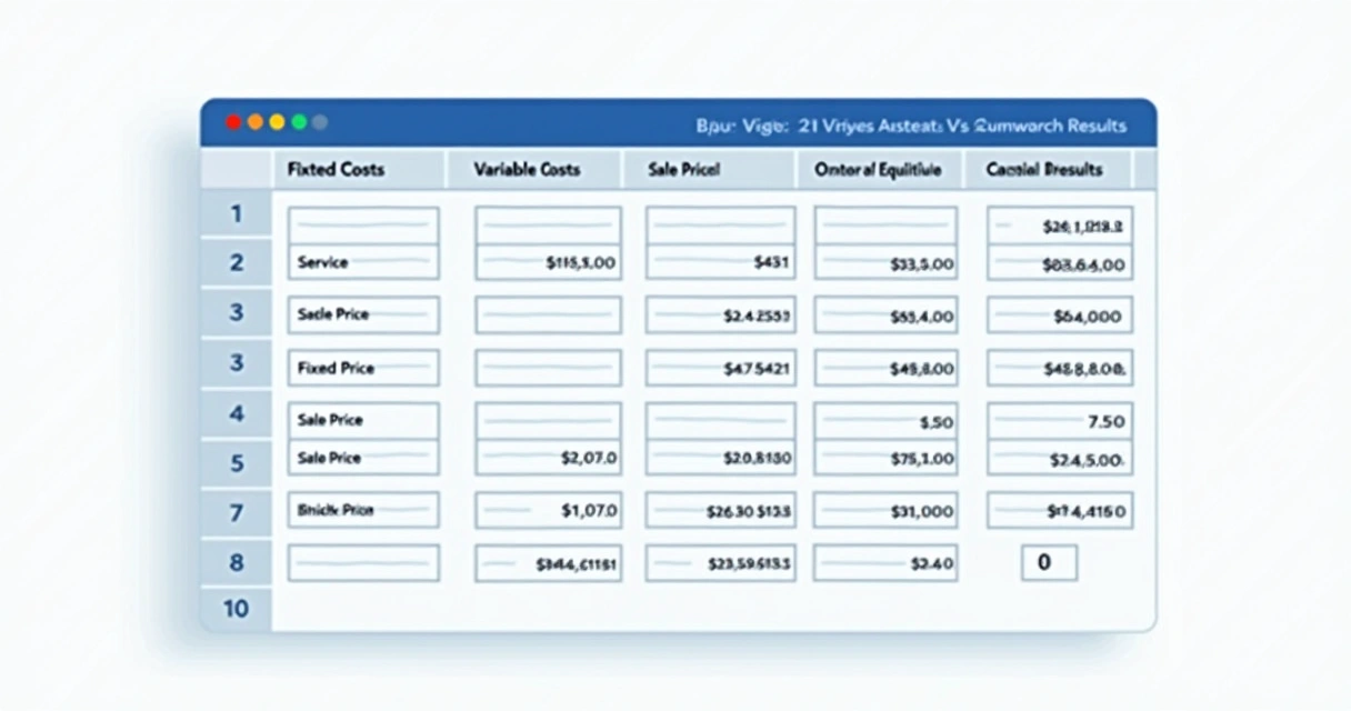 Exemplo colorido de planilha simples para cálculo de ponto de equilíbrio 