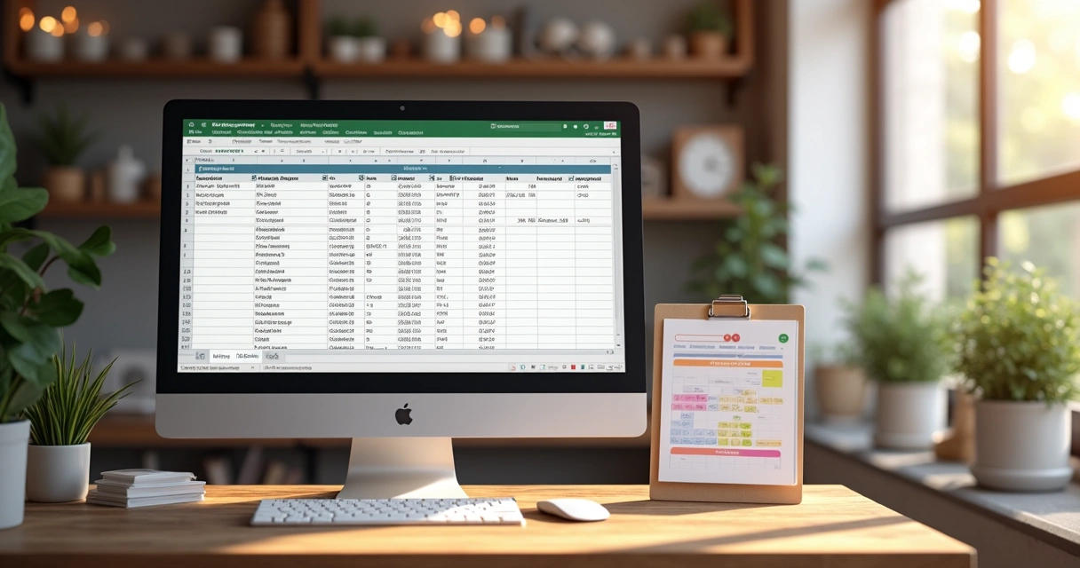 Planilha de clientes em uma tela de computador de pequeno negócio