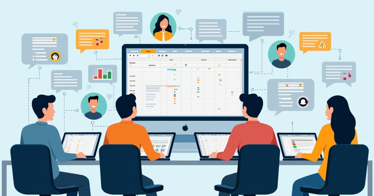 Gente editando planilha colaborativa integrada com SaaS 