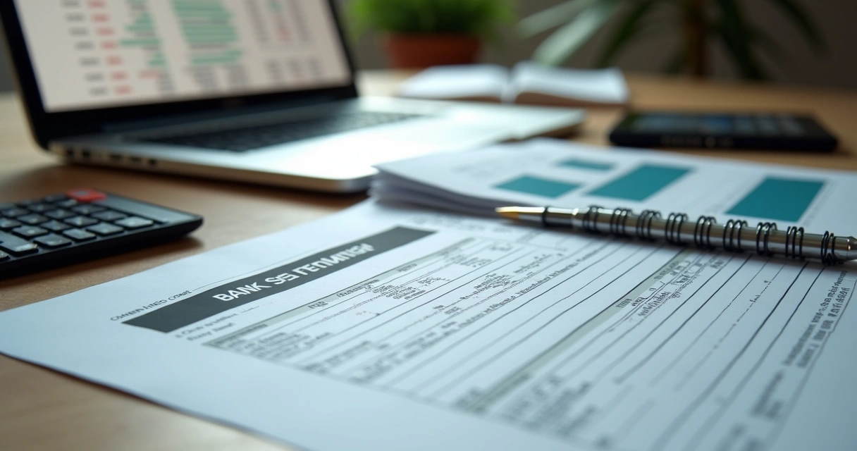 Uma planilha impressa com marcações de caneta ao lado de um notebook aberto 