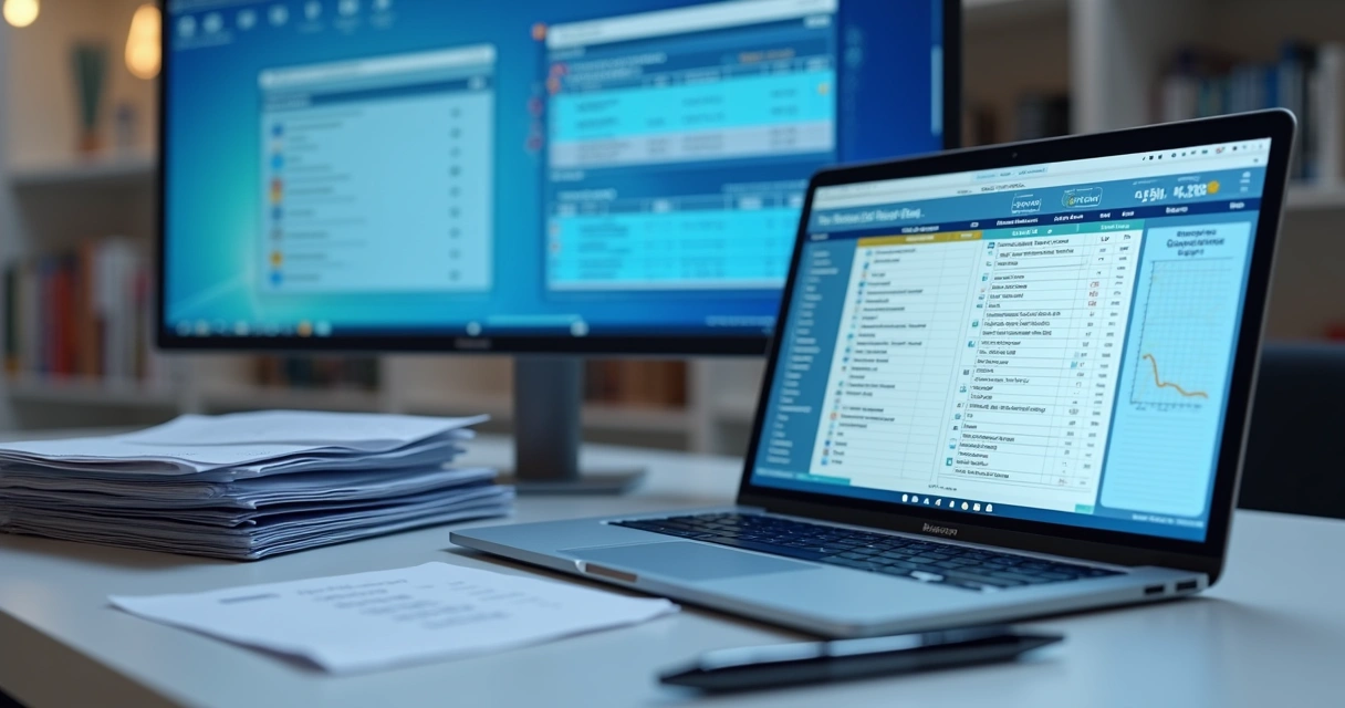 Planilha de checklist aberta ao lado de documentos fiscais 