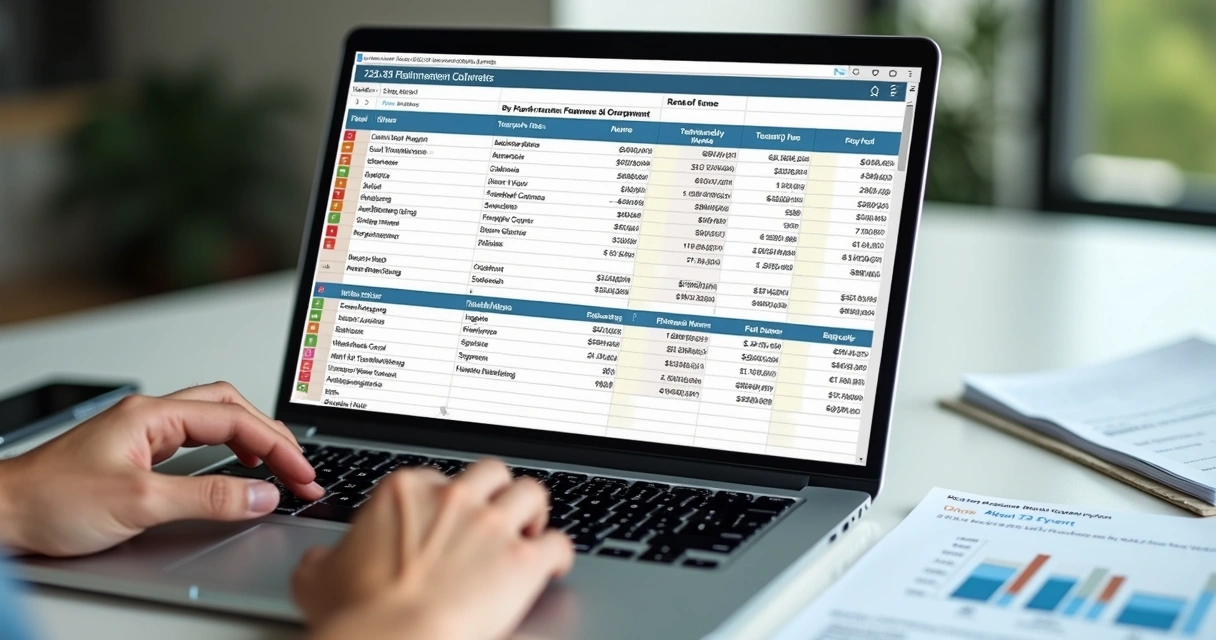 Planilha digital aberta com informações de imóveis, locatários e pagamentos 